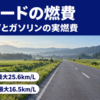 田園の中をまっすぐ伸びる道路にフリードの燃費の文字